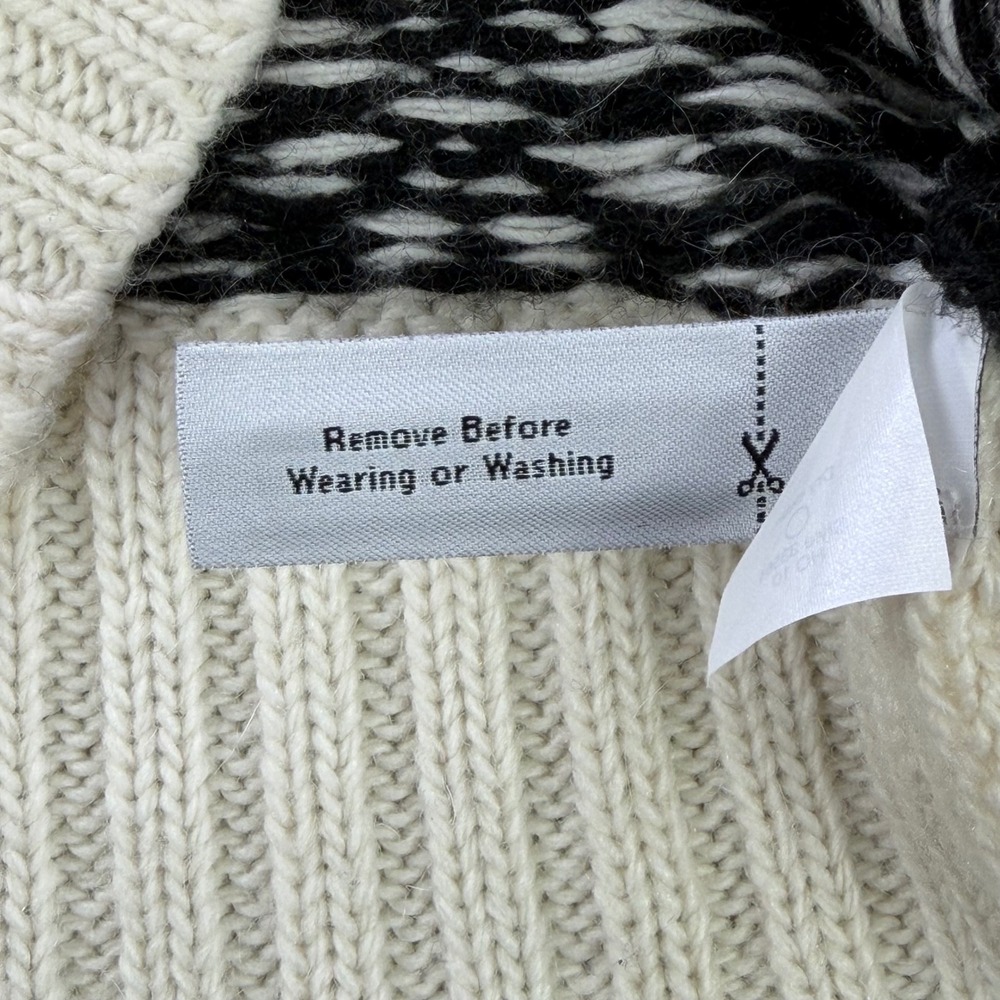 J.Crew Fair Isle Wool Mohair Blend Snap Neck Sweater Cream Black Womens Small - Picture 7 of 11